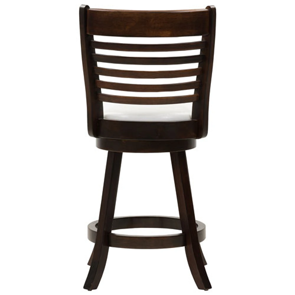 Amber Emily Transitional Counter Height Barstool with Slat Backrest - Set of 2 - White