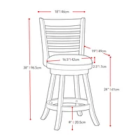 Amber Emily Transitional Counter Height Barstool with Slat Backrest - Set of 2 - White