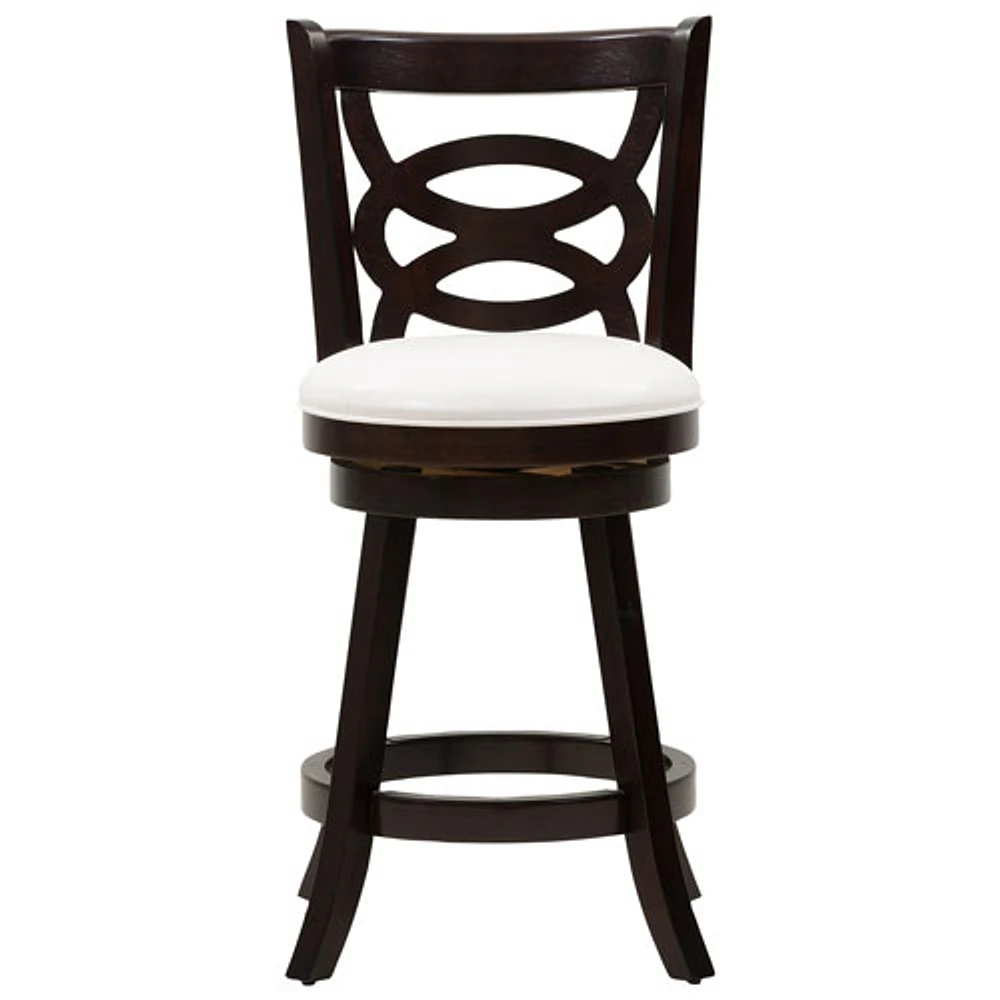 Amber Emily Transitional Counter Height Barstool with Circle Detail - Set of 2 - White