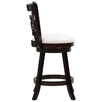 Amber Emily Transitional Counter Height Barstool with Circle Detail - Set of 2 - White