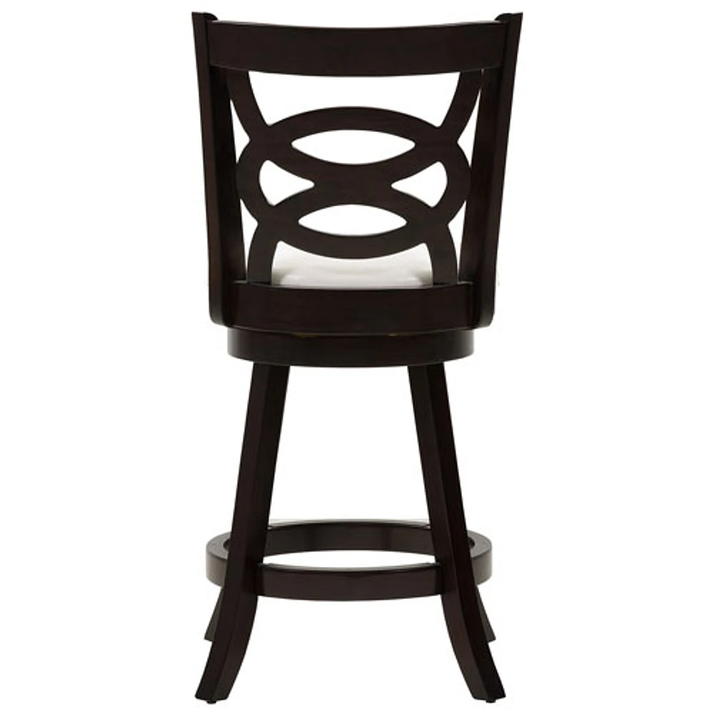 Amber Emily Transitional Counter Height Barstool with Circle Detail - Set of 2 - White