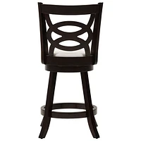 Amber Emily Transitional Counter Height Barstool with Circle Detail - Set of 2 - White