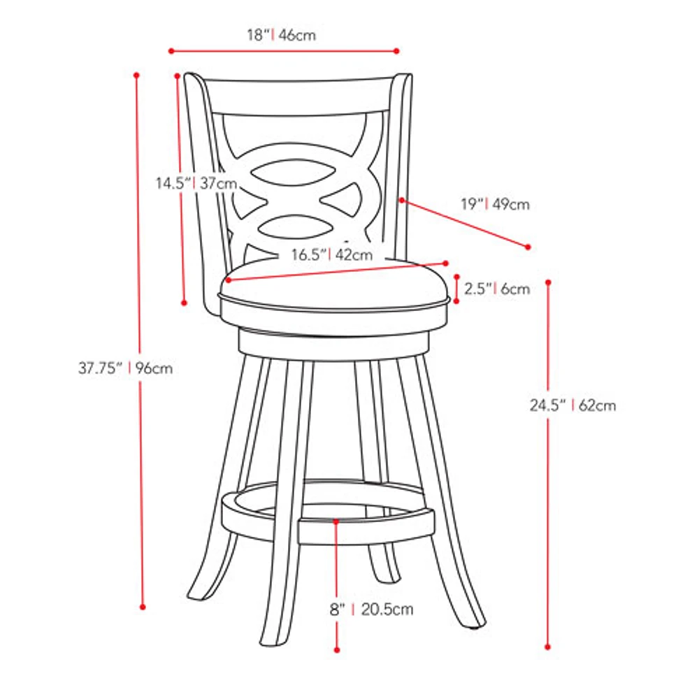 Amber Emily Transitional Counter Height Barstool with Circle Detail - Set of 2 - White