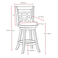 Amber Emily Transitional Counter Height Barstool with Circle Detail - Set of 2 - White