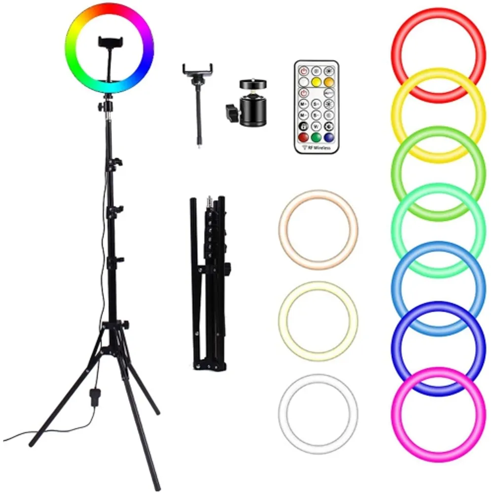 hkutotech LED Ring Light with Stand for Camera Smartphone You-Tube Video  Shooting Instagram Reels and Makeup, MX Takatak, Musically, Vigo and Many  More (12 inch Ring Light 7feet Tripod) Ring Flash -
