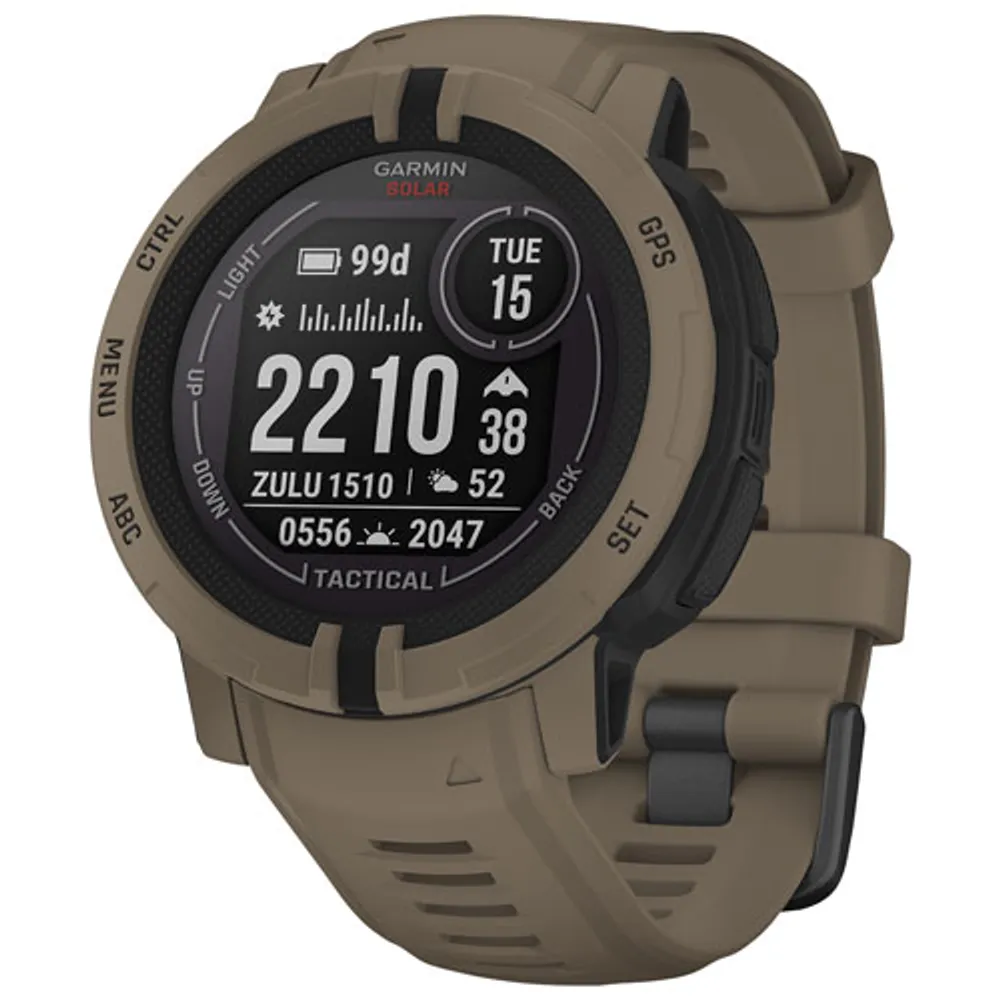 Garmin Instinct 2 Solar Tactical Edition 45mm GPS Watch with Heart Rate Monitor - Coyote Tan