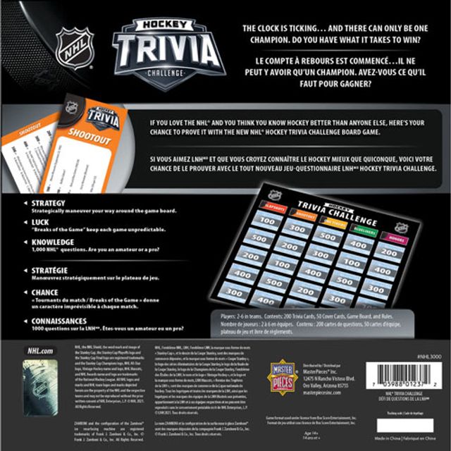 NHL Hockey Trivia Challenge Card Game