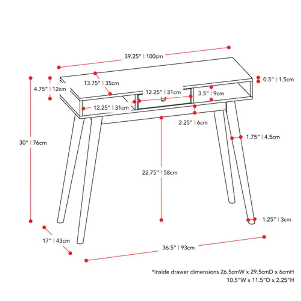 Amber Emily Contemporary Rectangular Entryway Desk