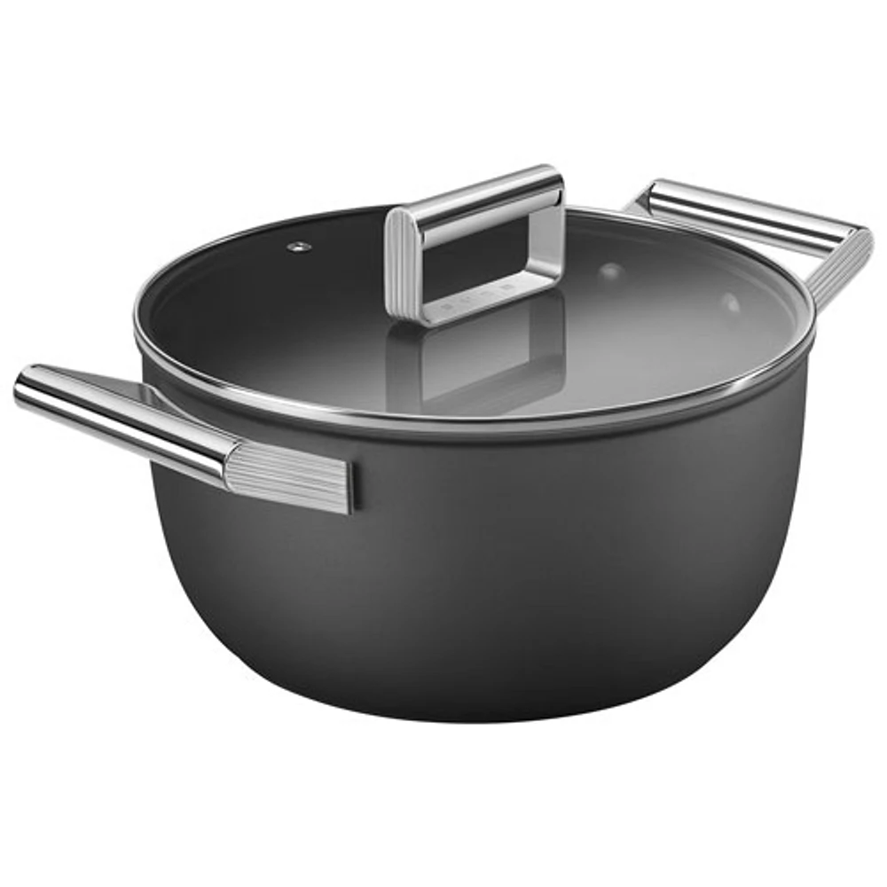 Casserole de 9,5 po en aluminium avec couvercle en verre - Noir mat