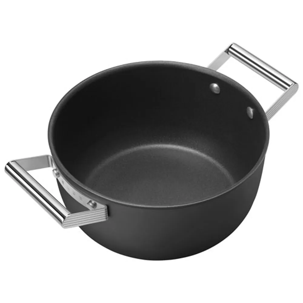 Casserole de 9,5 po en aluminium avec couvercle en verre - Noir mat