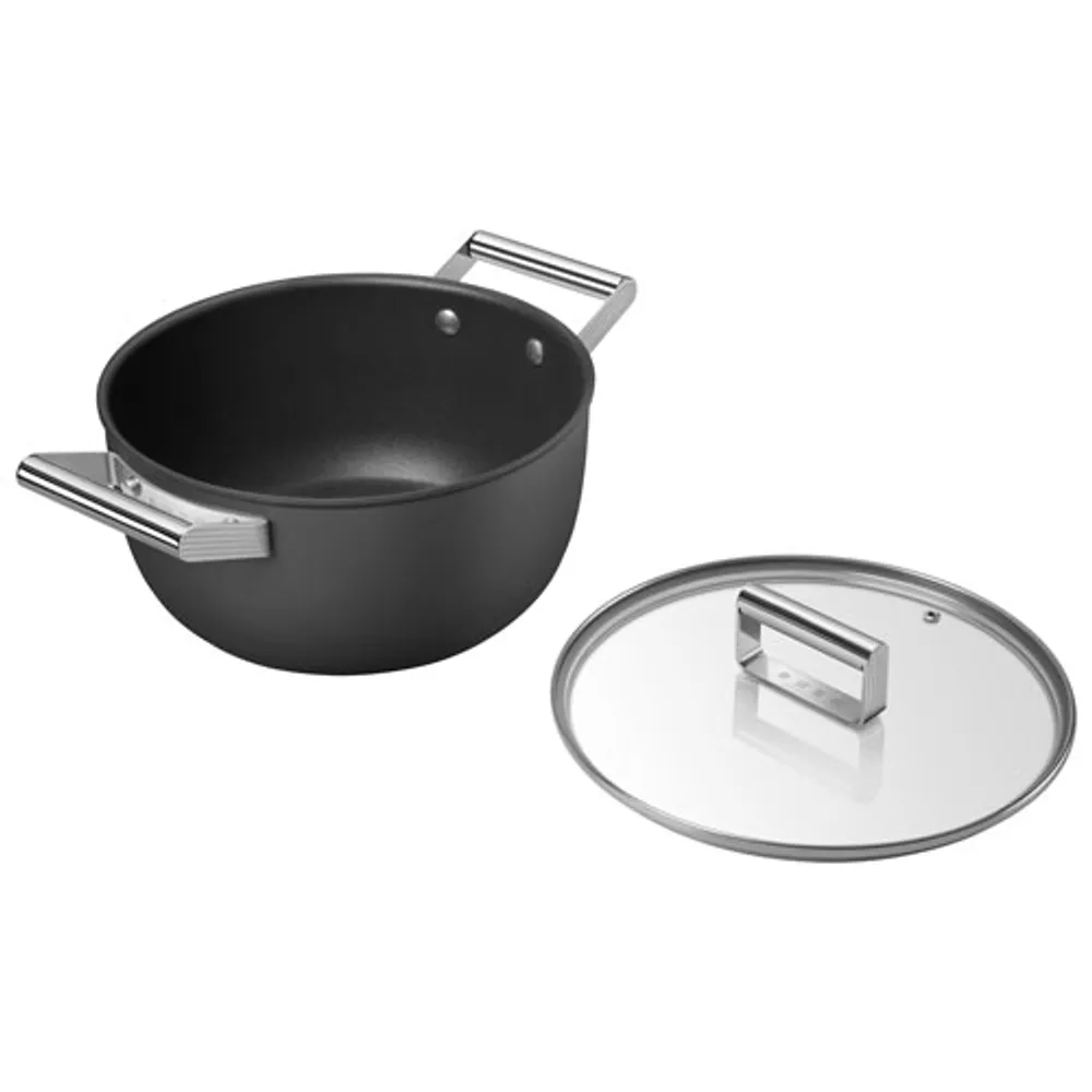 Casserole de 9,5 po en aluminium avec couvercle en verre - Noir mat