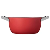 Casserole de 9,5 po en aluminium avec couvercle en verre de Smeg - Rouge mat