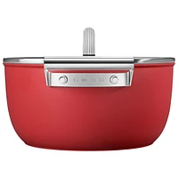 Casserole de 9,5 po en aluminium avec couvercle en verre de Smeg - Rouge mat