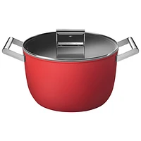 Smeg 10" Aluminum Casserole Pan with Glass Lid - Matte Red