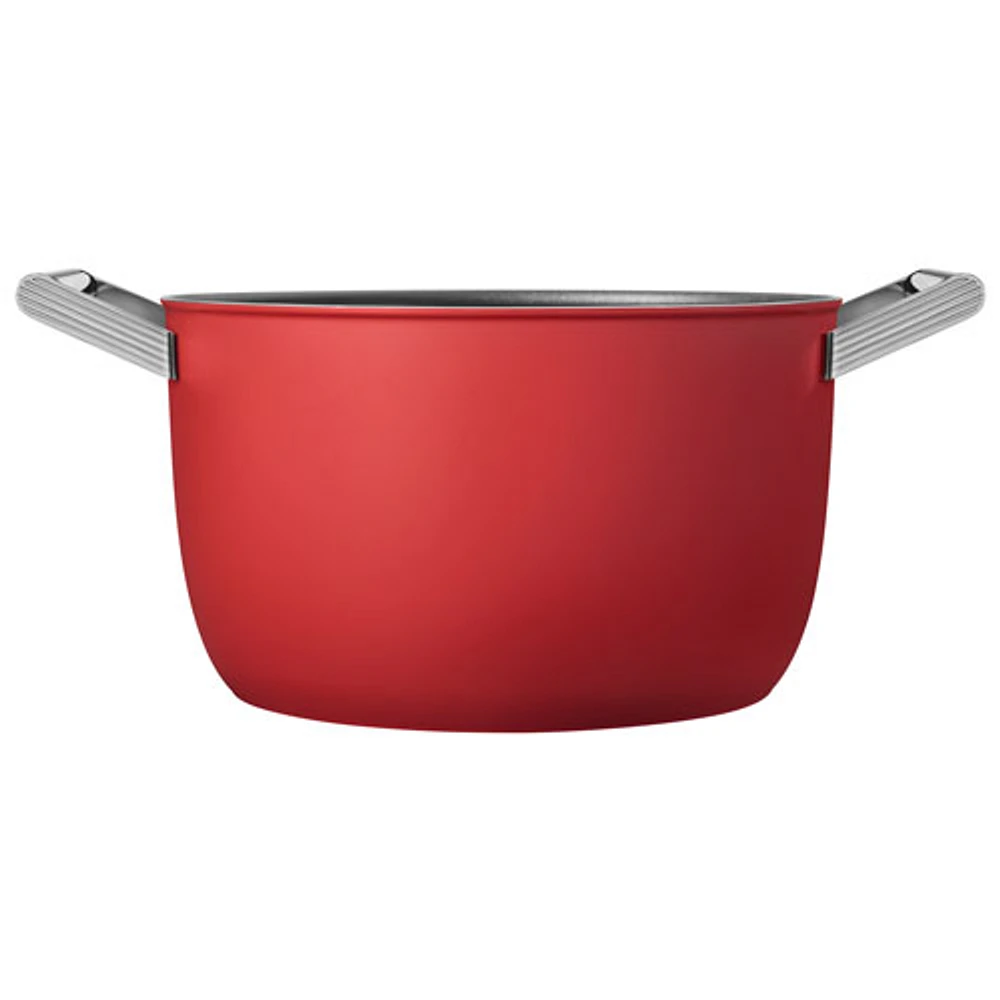 Smeg 10" Aluminum Casserole Pan with Glass Lid - Matte Red