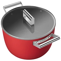 Smeg 10" Aluminum Casserole Pan with Glass Lid - Matte Red