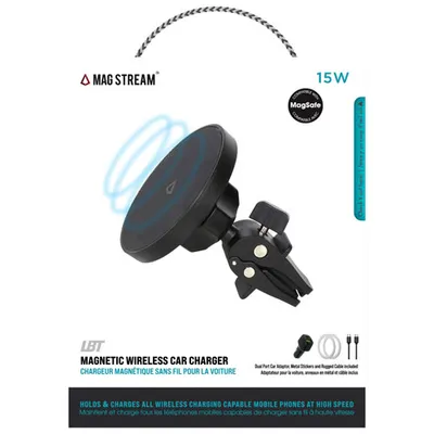 LBT Mag Stream Auto 15W Wireless Car Charger with Mount - Black