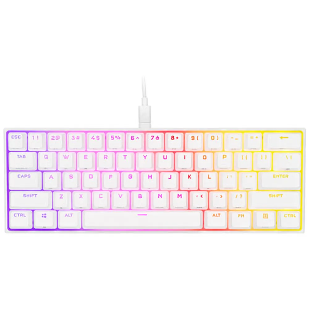 Corsair K65 Mini Backlit Mechanical Cherry MX Speed RGB Silver Gaming Keyboard - White