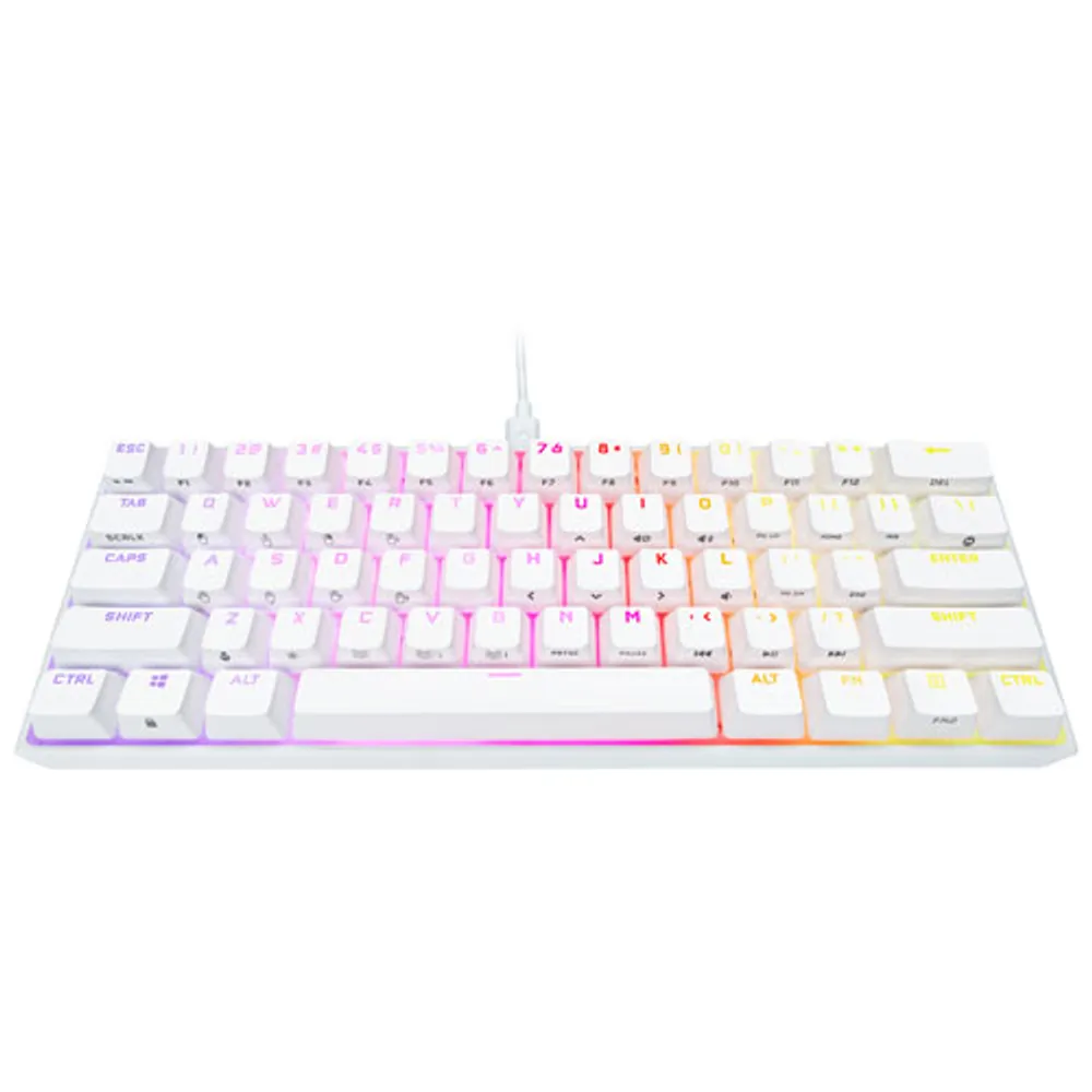 Corsair K65 Mini Backlit Mechanical Cherry MX Speed RGB Silver Gaming Keyboard - White