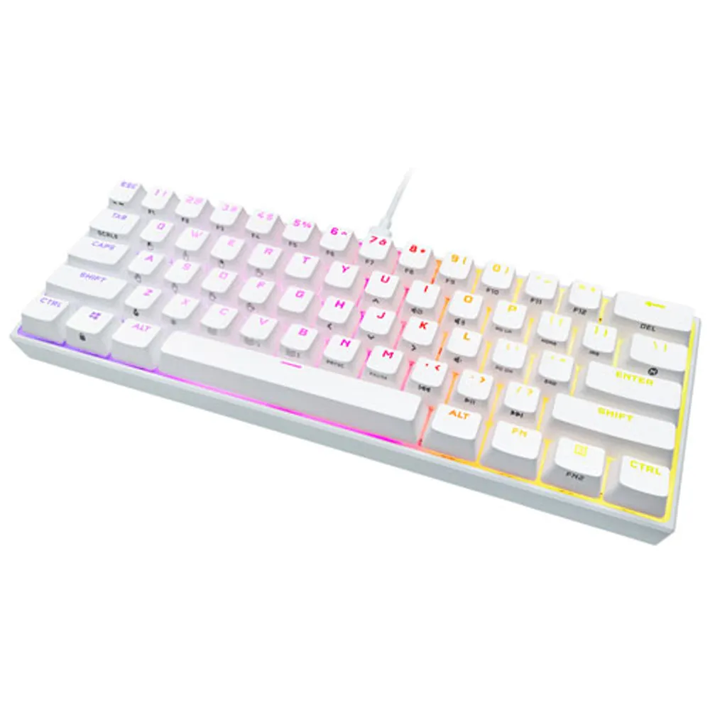 Corsair K65 Mini Backlit Mechanical Cherry MX Speed RGB Silver Gaming Keyboard - White