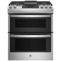 GE 30" 6.7 Cu. Ft. Double Oven 5-Burner Slide-In Gas Range (JCGSS86SPSS) - Stainless Steel