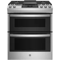 GE 30" 6.7 Cu. Ft. Double Oven 5-Burner Slide-In Gas Range (JCGSS86SPSS) - Stainless Steel