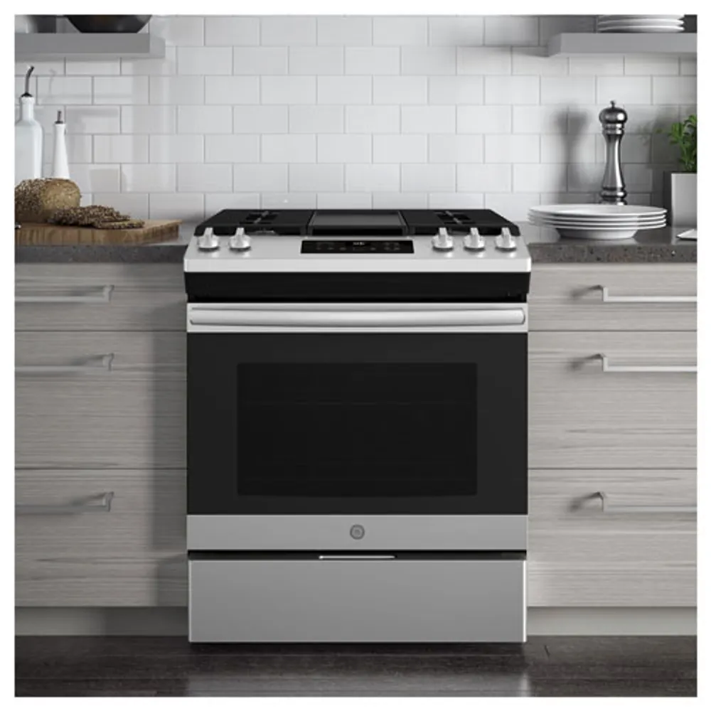 GE 30" 5.0 Cu. Ft. 5-Burner Slide-In Gas Range (JCGSS66SELSS) - Stainless Steel