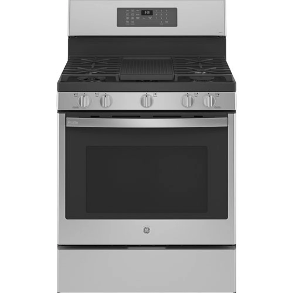 GE 30" 5.6 Cu. Ft. True Convection 5-Burner Freestanding Gas Air Fry Range (PCGB935YPFS) - Stainless