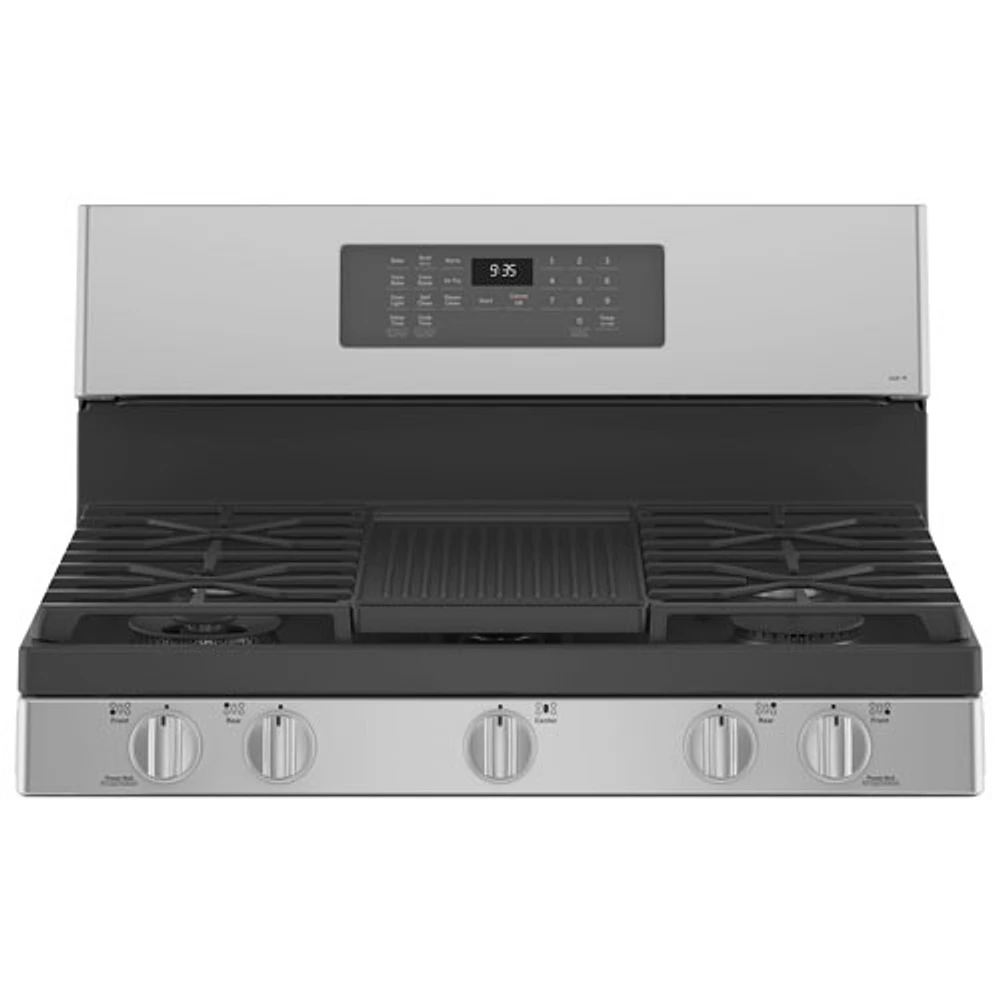 GE 30" 5.6 Cu. Ft. True Convection 5-Burner Freestanding Gas Air Fry Range (PCGB935YPFS) - Stainless