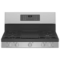 GE 30" 5.6 Cu. Ft. True Convection 5-Burner Freestanding Gas Air Fry Range (PCGB935YPFS) - Stainless