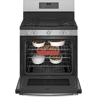 GE 30" 5.6 Cu. Ft. True Convection 5-Burner Freestanding Gas Air Fry Range (PCGB935YPFS) - Stainless