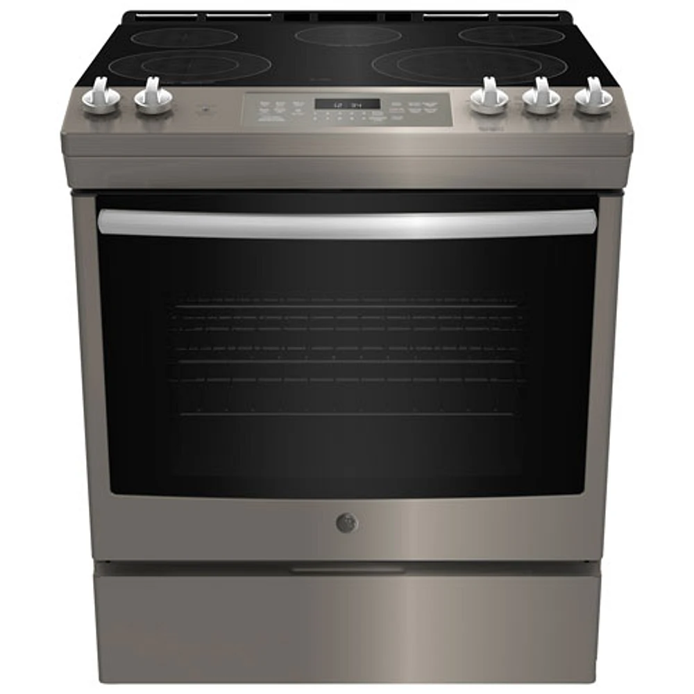 GE 30" 5.3 Cu. Ft. True Convection 5-Element Slide-In Electric Range (JCS840EMES) - Slate