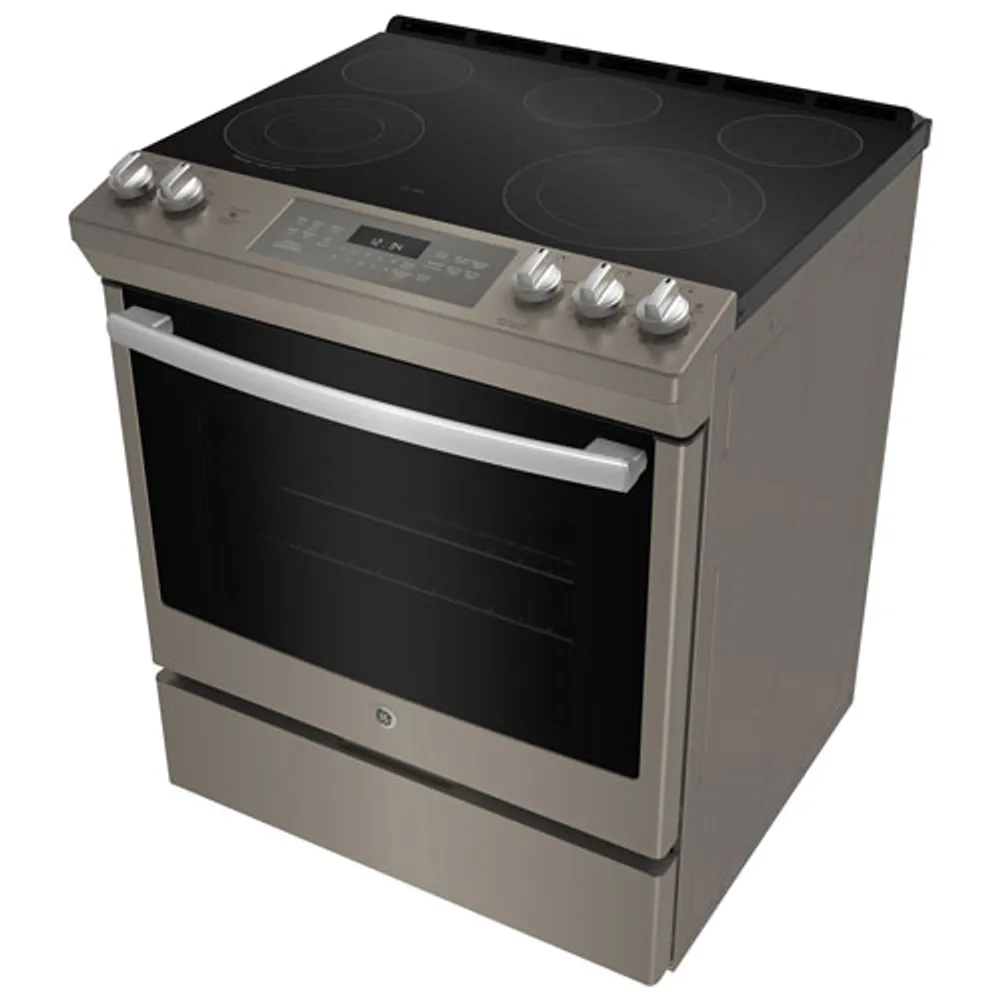 GE 30" 5.3 Cu. Ft. True Convection 5-Element Slide-In Electric Range (JCS840EMES) - Slate