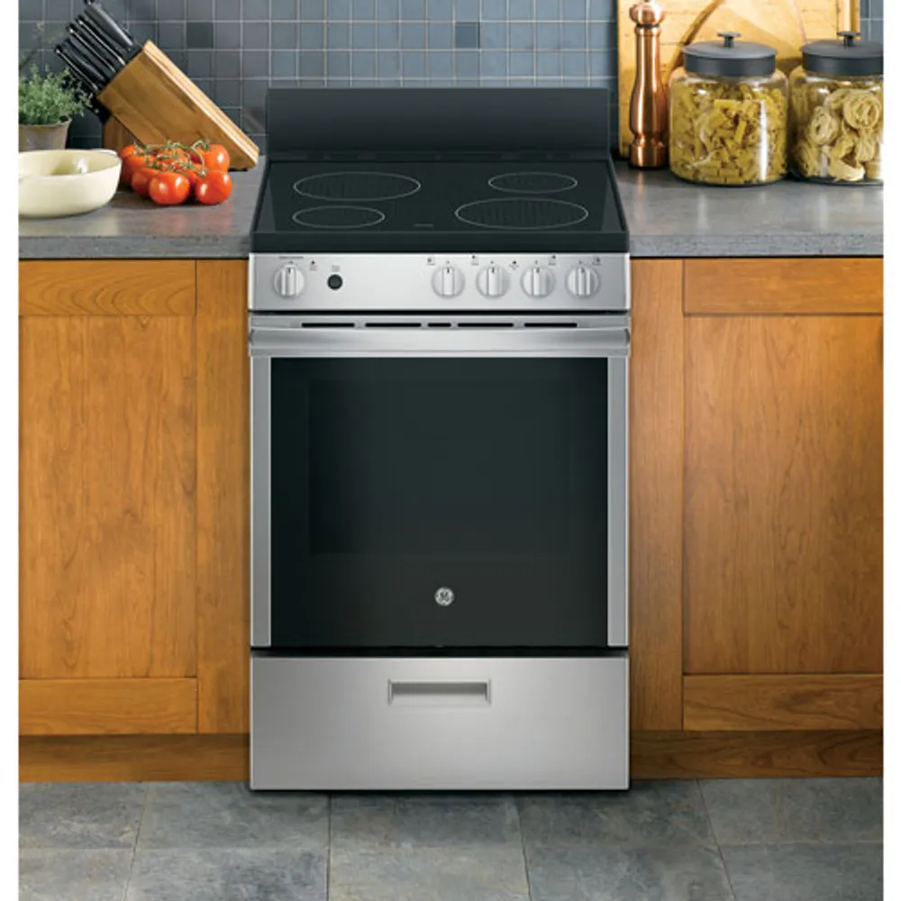 GE 24" 2.9 Cu. Ft. Freestanding Electric Range (JCAS640RMSS) - Stainless Steel