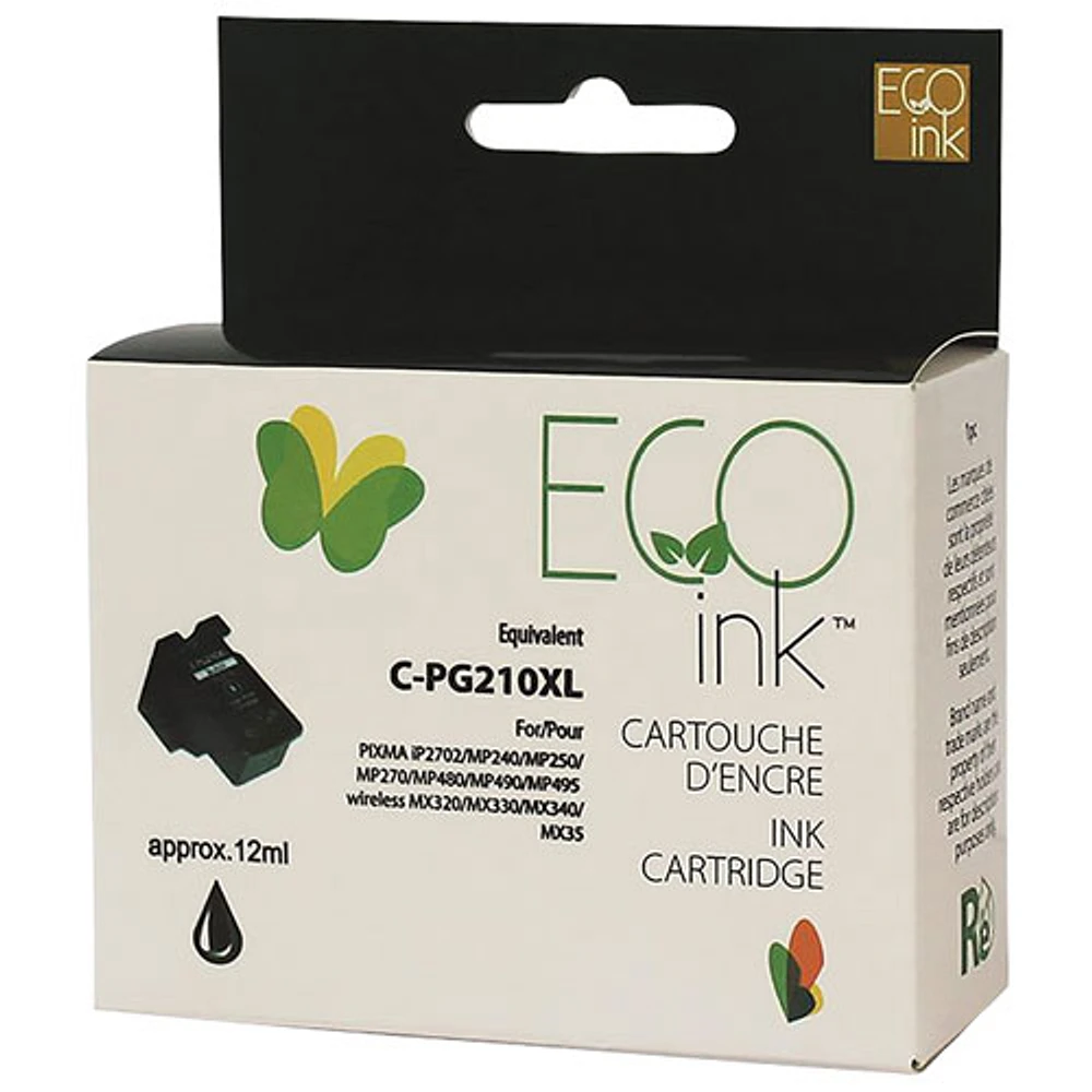 Cartouche d'encre noire réusinée Eco Ink compatible avec Canon (PG210XL)