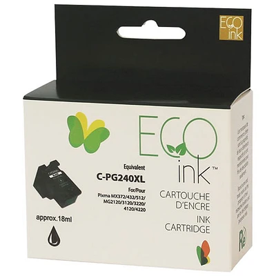 Eco Ink Black Remanufactured Ink Cartridge Compatible with Canon (PG240XL)