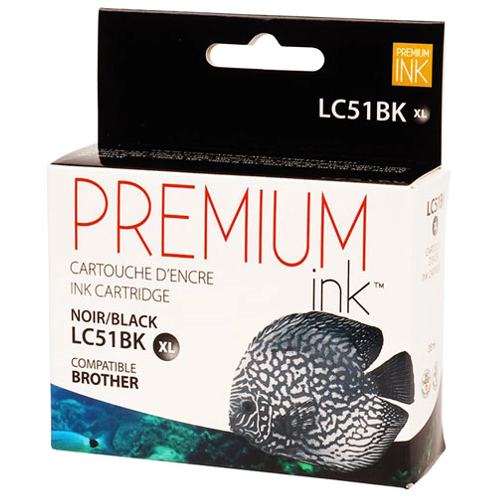 Cartouche d'encre noire Premium Ink compatible avec Brother (LC51BK)