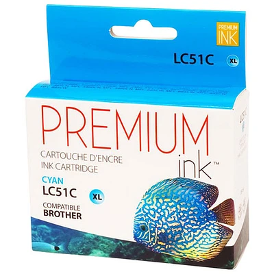 Cartouche d'encre cyan Premium Ink compatible avec Brother (LC51C)