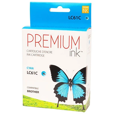 Cartouche d'encre cyan Premium Ink compatible avec Brother (LC61C)