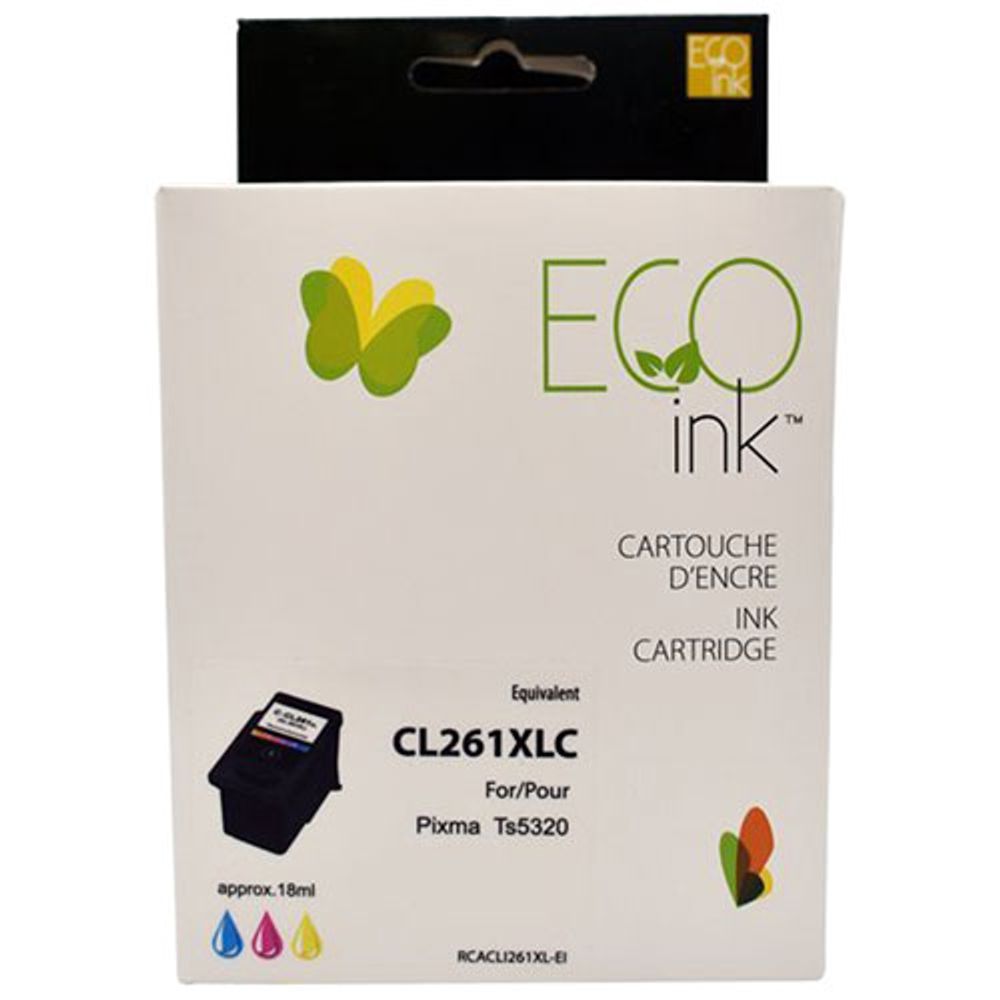 Eco Ink Color Remanufactured Ink Cartridge Compatible with Canon (CLI-261XL)