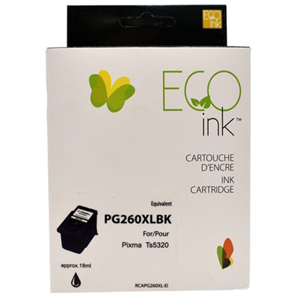 Eco Ink Black Remanufactured Ink Cartridge Compatible with Canon (PG-260XL)