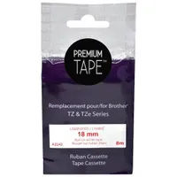 Premium Tape Laminated 18mm Red-on-White Tape Cassette for Brother TZ/TZe Series
