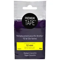 Premium Tape Laminated 12mm Black-on-Yellow Tape Cassette for Brother TZ/TZe Series