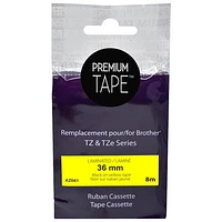 Cassette de ruban laminé noir sur jaune de 36 mm Premium Tape pour TZ/TZe de Brother