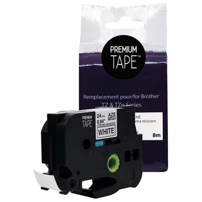 Cassette de ruban laminé noir sur blanc de 24 mm Premium Tape pour TZ/TZe de Brother