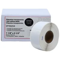 Premium Tape Clear Address Labels for Dymo LW - 1 1/8" x 3 1/2" - 130 Labels