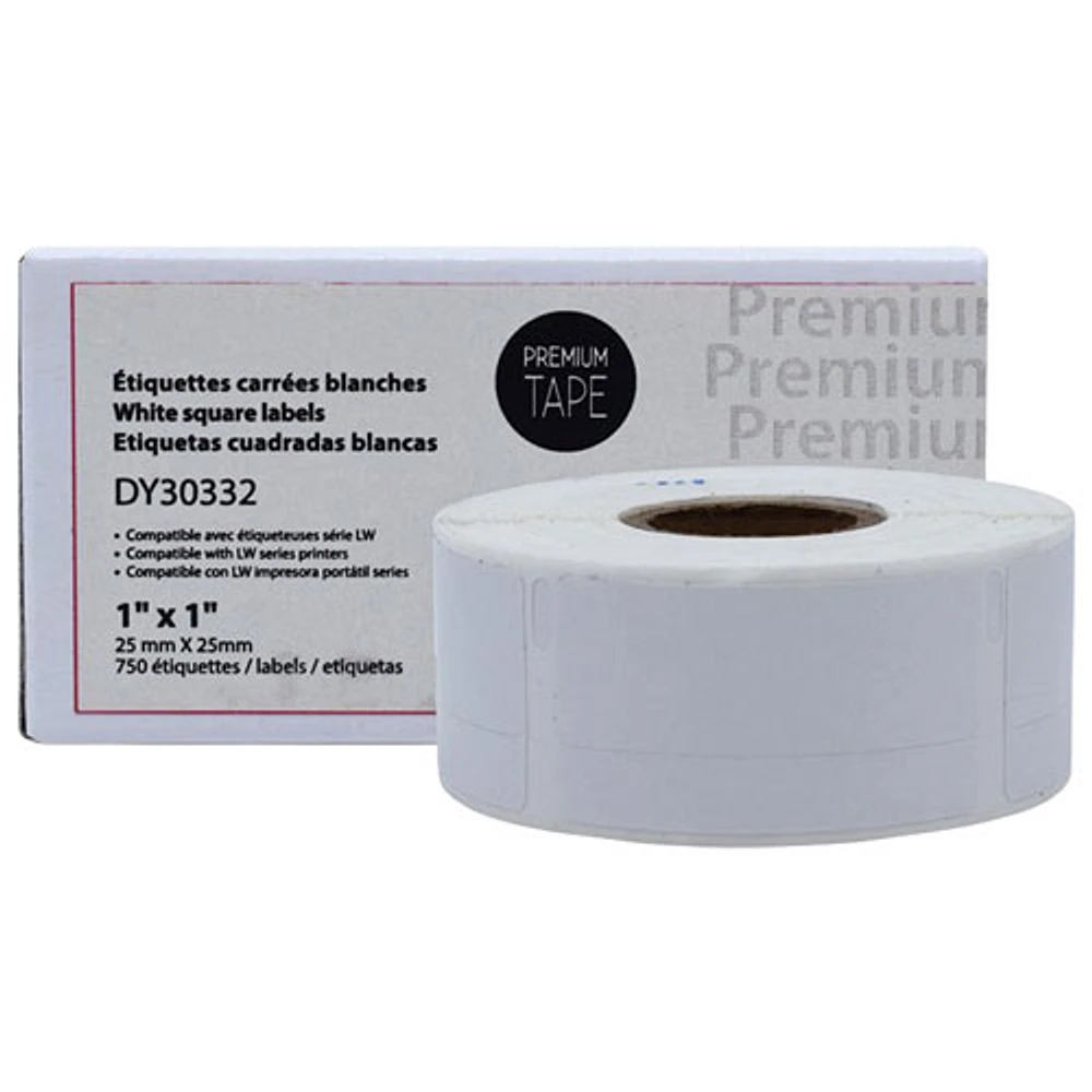 Étiquettes carrées blanches Premium Tape pour LW de Dymo - 1 x 1 po - 750 étiquettes