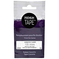 Premium Tape Laminated 12mm White-on-Clear Ruban Tape Cassette for Brother TZ/TZe Series