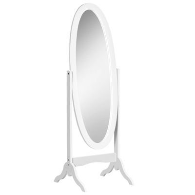 HOMCOM Full Length Mirror, Free Standing Mirror with Oval Frame Adjustable Angle for Dressing Bedroom, Living Room, White