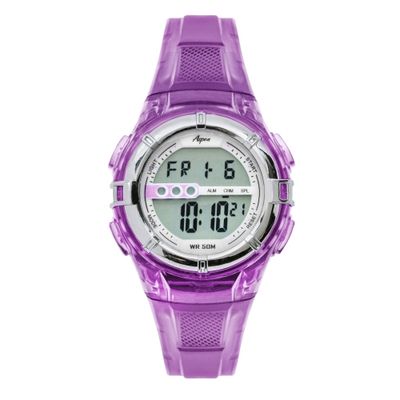 Womens Digital Sports Watch, 35mm Digital Chronograph, Resin Strap, Military Time 12H/24H, Light Up, Alarm, Stopwatch
